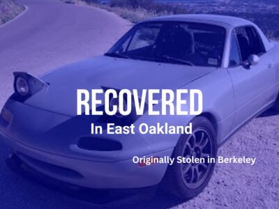 Stolen Mazda Miata - Recovered in Oakland - Hard Top Not Taken